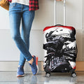 Samurai And Crow Print Luggage Cover