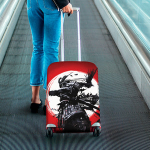 Samurai And Crow Print Luggage Cover