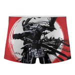 Samurai And Crow Print Men's Boxer Briefs