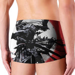 Samurai And Crow Print Men's Boxer Briefs
