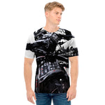 Samurai And Crow Print Men's T-Shirt