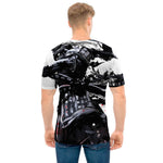 Samurai And Crow Print Men's T-Shirt