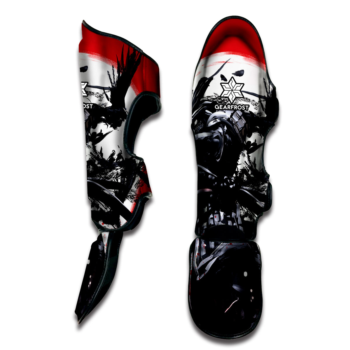 Samurai And Crow Print Muay Thai Shin Guard