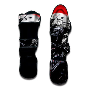 Samurai And Crow Print Muay Thai Shin Guard