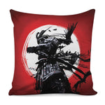 Samurai And Crow Print Pillow Cover