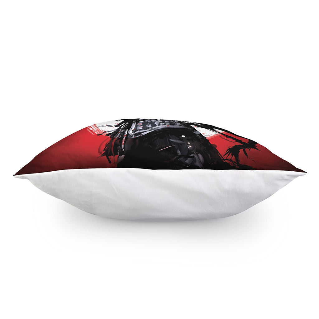 Samurai And Crow Print Pillow Cover