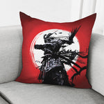 Samurai And Crow Print Pillow Cover