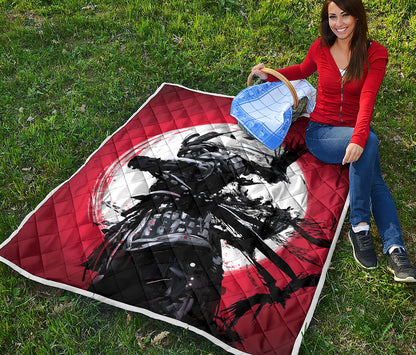 Samurai And Crow Print Quilt