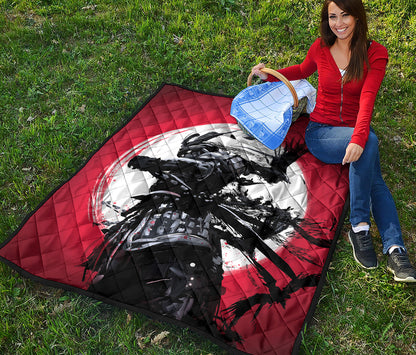 Samurai And Crow Print Quilt