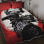 Samurai And Crow Print Quilt Bed Set