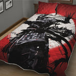 Samurai And Crow Print Quilt Bed Set