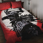 Samurai And Crow Print Quilt Bed Set