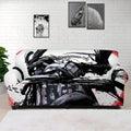 Samurai And Crow Print Sofa Cover
