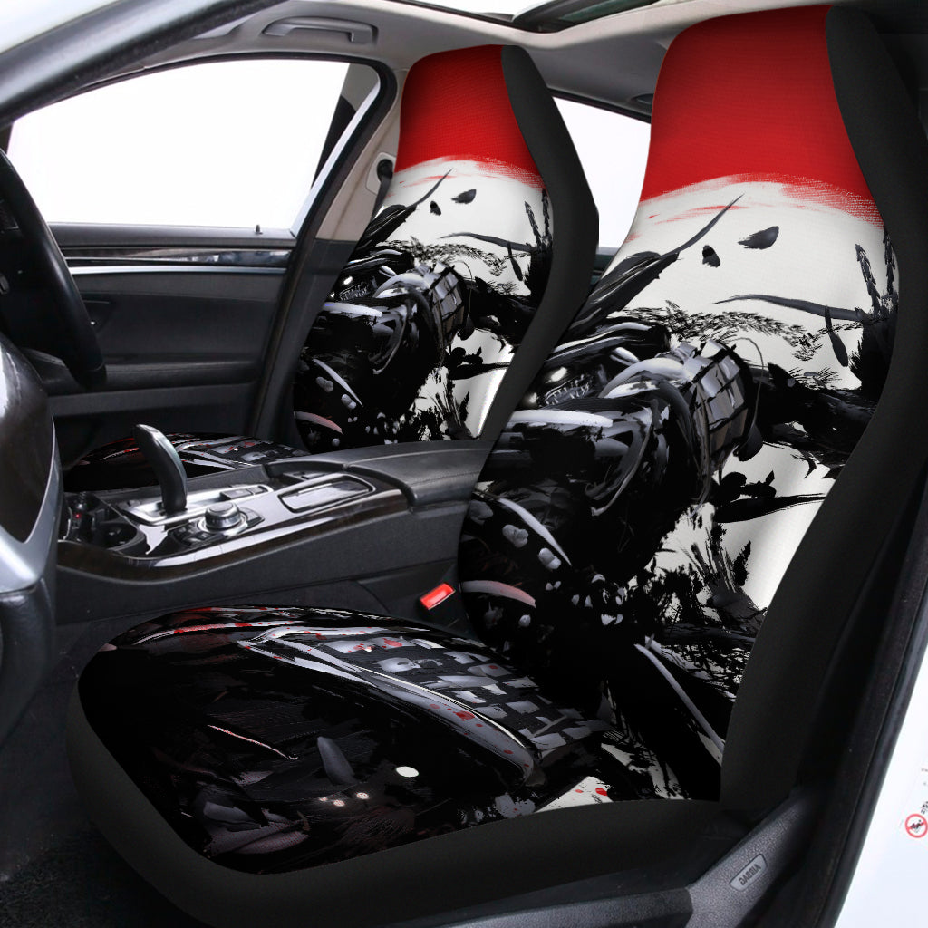 Samurai And Crow Print Universal Fit Car Seat Covers