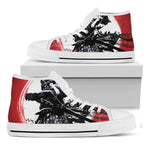 Samurai And Crow Print White High Top Shoes