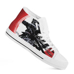 Samurai And Crow Print White High Top Shoes