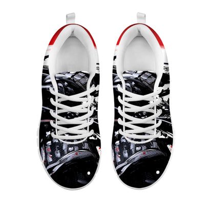 Samurai And Crow Print White Sneakers