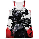 Samurai And Crow Print Women's Racerback Tank Top