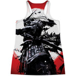 Samurai And Crow Print Women's Racerback Tank Top