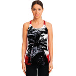 Samurai And Crow Print Women's Racerback Tank Top