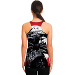 Samurai And Crow Print Women's Racerback Tank Top
