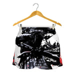 Samurai And Crow Print Women's Shorts