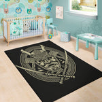 Samurai Warrior Mask Print Area Rug