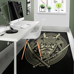 Samurai Warrior Mask Print Area Rug