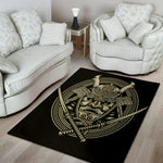 Samurai Warrior Mask Print Area Rug