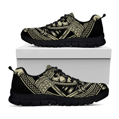 Samurai Warrior Mask Print Black Sneakers