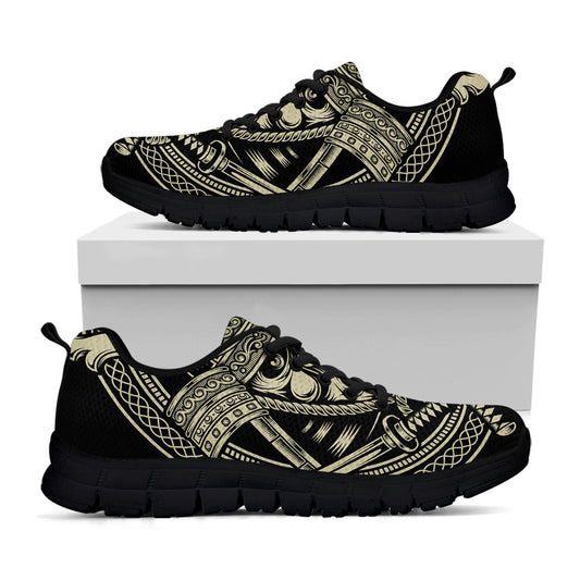 Samurai Warrior Mask Print Black Sneakers