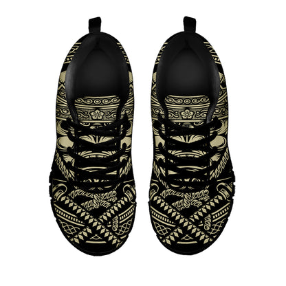 Samurai Warrior Mask Print Black Sneakers