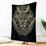 Samurai Warrior Mask Print Blanket