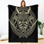 Samurai Warrior Mask Print Blanket