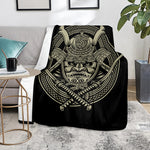 Samurai Warrior Mask Print Blanket