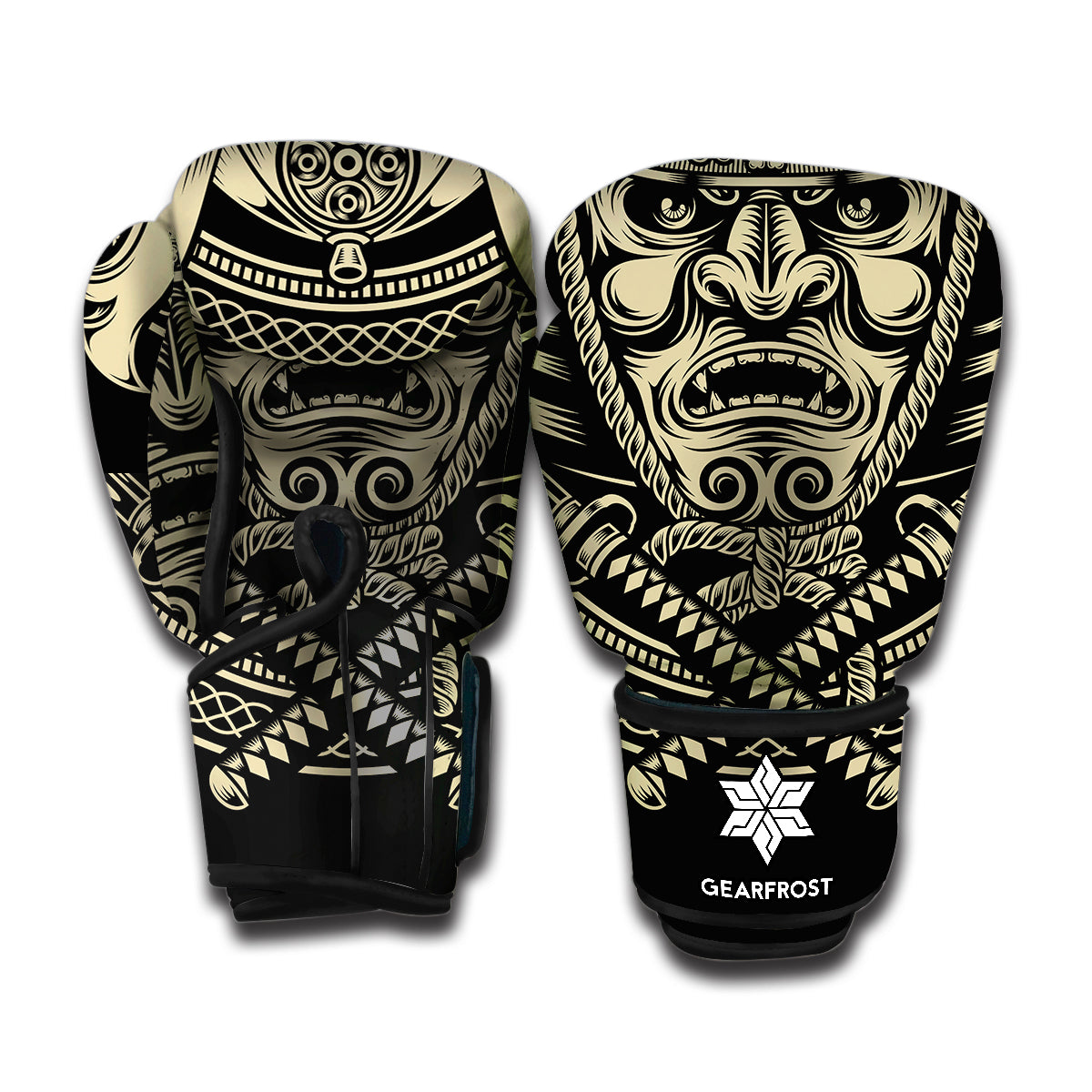 Samurai Warrior Mask Print Boxing Gloves