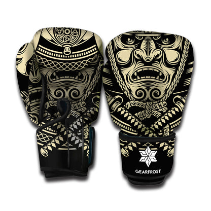 Samurai Warrior Mask Print Boxing Gloves
