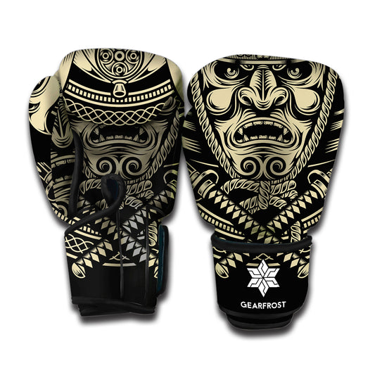 Samurai Warrior Mask Print Boxing Gloves