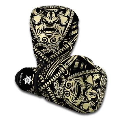 Samurai Warrior Mask Print Boxing Gloves