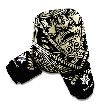 Samurai Warrior Mask Print Boxing Gloves
