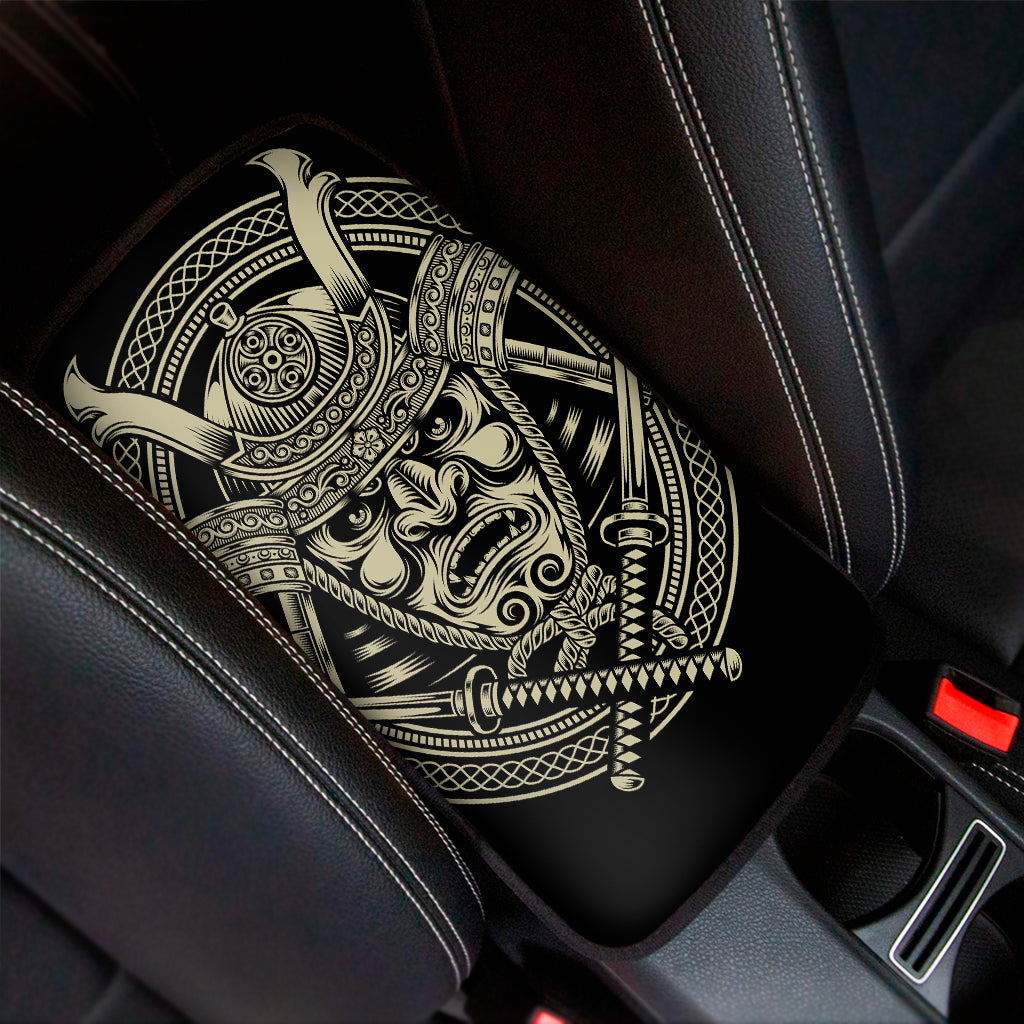 Samurai Warrior Mask Print Car Center Console Cover