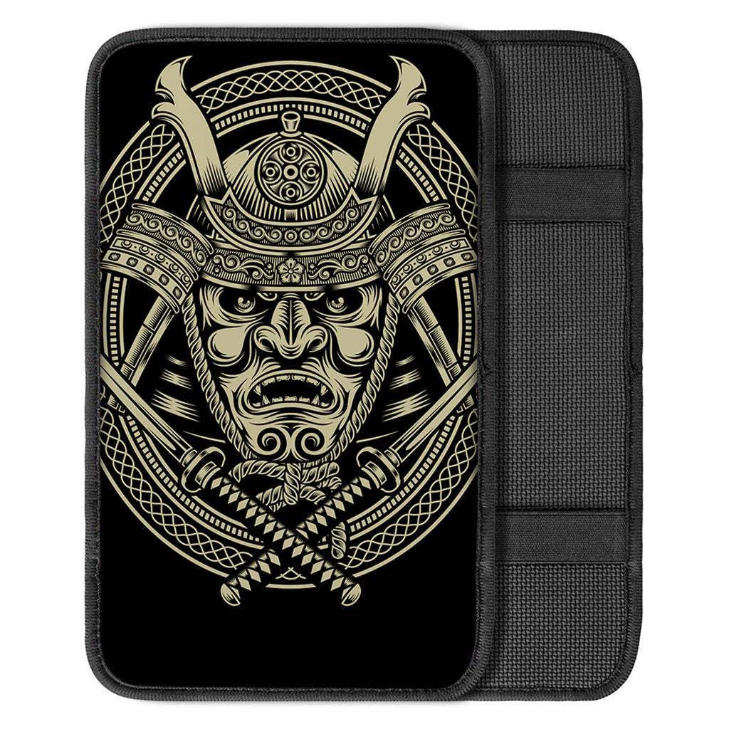 Samurai Warrior Mask Print Car Center Console Cover
