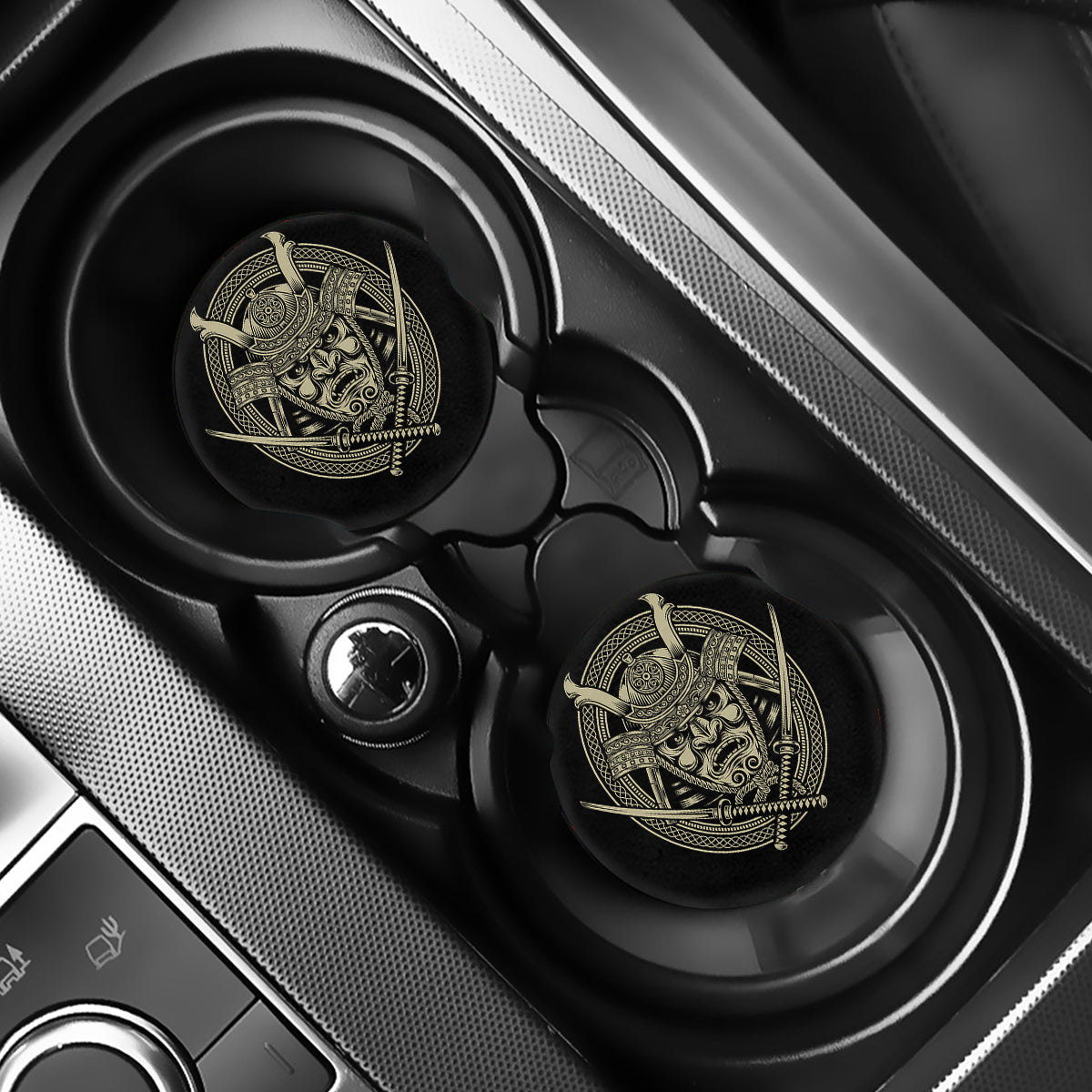 Samurai Warrior Mask Print Car Coasters