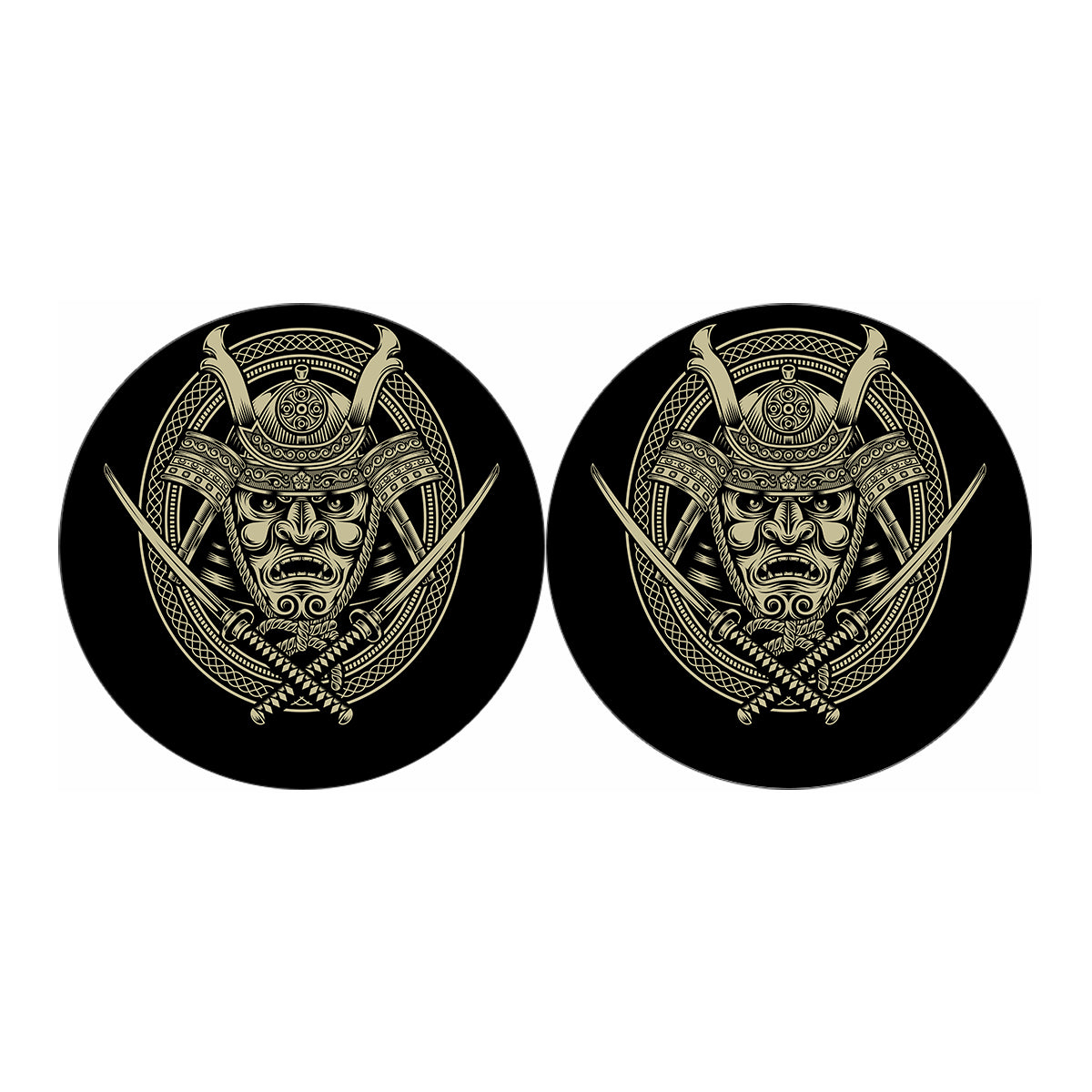 Samurai Warrior Mask Print Car Coasters