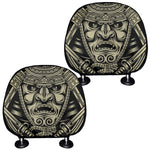 Samurai Warrior Mask Print Car Headrest Covers