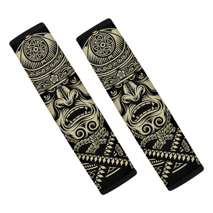 Samurai Warrior Mask Print Car Seat Belt Covers
