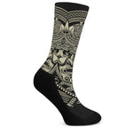 Samurai Warrior Mask Print Crew Socks
