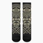 Samurai Warrior Mask Print Crew Socks