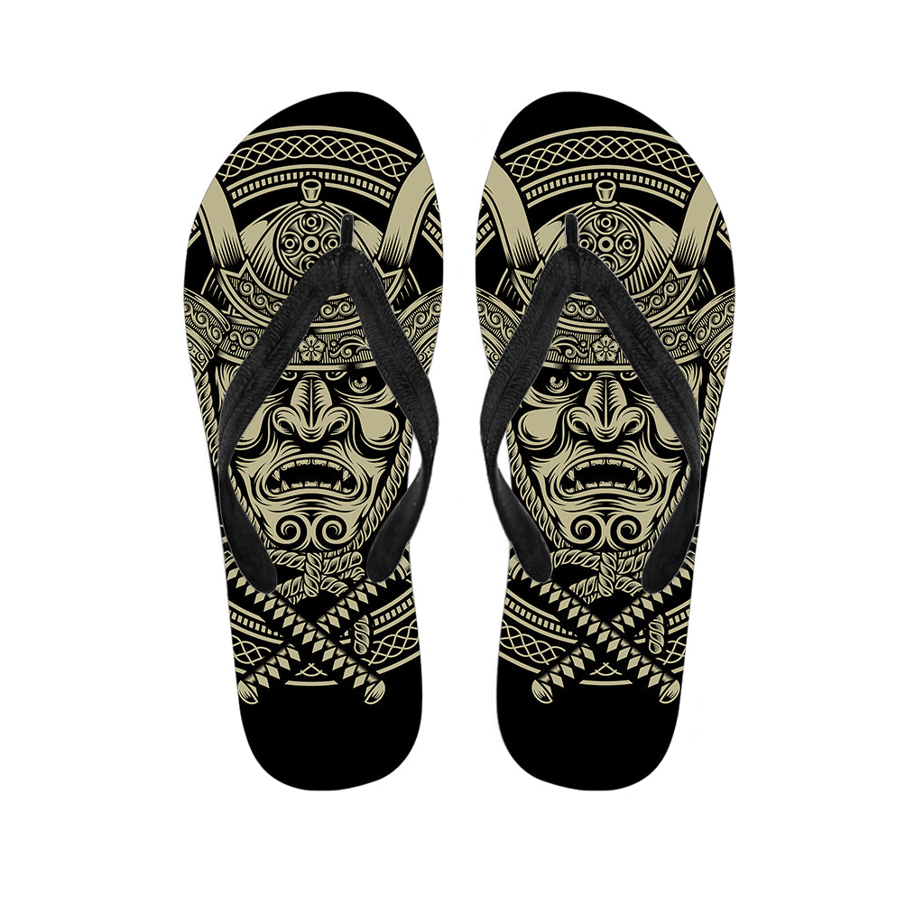 Samurai Warrior Mask Print Flip Flops