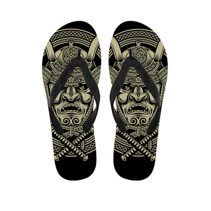 Samurai Warrior Mask Print Flip Flops